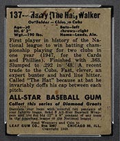 1948-1949 Leaf #137 Harry Walker Chicago Cubs - Back
