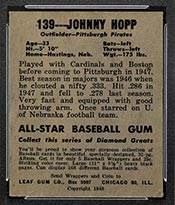 1948-1949 Leaf #139 Johnny Hopp Pittsburgh Pirates - Back