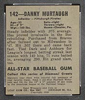 1948-1949 Leaf #142 Danny Murtaugh Pittsburgh Pirates - Back