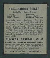 1948-1949 Leaf #146 Harold Reiser Boston Braves - Back
