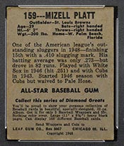 1948-1949 Leaf #159 Mizell Platt St. Louis Browns - Back