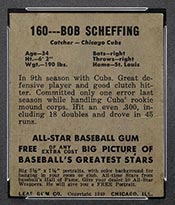 1948-1949 Leaf #160 Bob Scheffing Chicago Cubs - Back