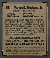 1948-1949 Leaf #161 Vernon Stephens Boston Red Sox - Back