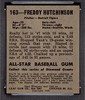 1948-1949 Leaf #163 Freddy Hutchinson Detroit Tigers - Back