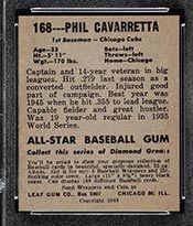 1948-1949 Leaf #168 Phil Cavaretta Chicago Cubs - Back