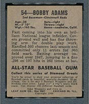 1948-1949 Leaf #54 Bobby Adams Cincinnati Reds - Back