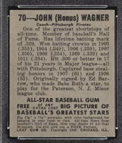 1948-1949 Leaf #70 Honus Wagner Pittsburgh Pirates - Back