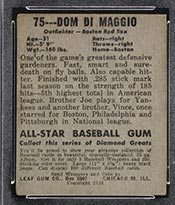 1948-1949 Leaf #75 Dom DiMaggio Boston Red Sox - Back