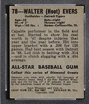 1948-1949 Leaf #78 Walter “Hoot” Evers Detroit Tigers - Back