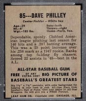 1948-1949 Leaf #85 Dave Philley Chicago White Sox - Back