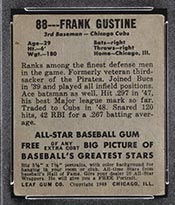 1948-1949 Leaf #88 Frank Gustine Chicago Cubs - Back