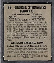 1948-1949 Leaf #95 George Stirnweiss New York Yankees - Back