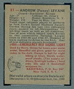 1948 Bowman #21 Andrew Levane Rochester Royals - Back