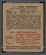 1948 Bowman #22 Earl Shannon Providence Steamrollers - Back