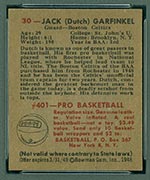 1948 Bowman #30 Jack Garfinkel Boston Celtics - Back