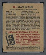 1948 Bowman #40 Stan Miasek Chicago Stags - Back