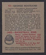 1948 Bowman #42 George Nostrand Providence Steamrollers - Back