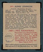 1948 Bowman #44 Arnie Johnson Rochester Royals - Back