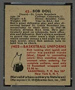 1948 Bowman #45 Bob Doll St. Louis Bombers - Back