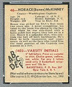 1948 Bowman #46 Horace McKinney Washington Capitols - Back