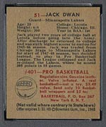 1948 Bowman #51 Jack Dwan Minneapolis Lakers - Back