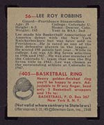 1948 Bowman #56 Lee Roy Robbins Providence Steamrollers - Back