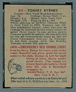 1948 Bowman #64 Tommy Byrnes New York Knicks - Back