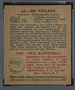 1948 Bowman #66 Jim Pollard Minneapolis Lakers - Back