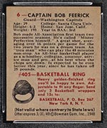 1948 Bowman #6 Bob Feerick Washington Capitols - Back
