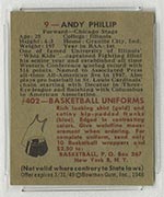 1948 Bowman #9 Andy Phillip Chicago Stags - Back