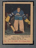 1951-1952 Parkhurst #76 Al Rollins Toronto Maple Leafs