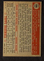 1952 Topps #100 Del Rice St. Louis Cardinals - Back
