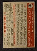 1952 Topps #104 Don Kolloway Detroit Tigers - Back