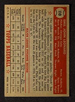 1952 Topps #110 Dutch Leonard Chicago Cubs - Back