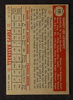 1952 Topps #111 Harry Lowrey St. Louis Cardinals - Back