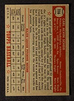 1952 Topps #116 Carl Scheib Philadelphia Athletics - Back