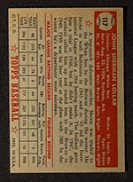 1952 Topps #117 Sherman Lollar Chicago White Sox - Back