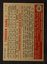 1952 Topps #120 Bob Chakales Cleveland Indians - Back