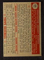 1952 Topps #121 Gus Niarhos Boston Red Sox - Back