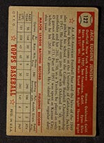 1952 Topps #122 Jack Jensen New York Yankees - Back