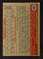 1952 Topps #126 Fred Hutchinson Detroit Tigers - Back
