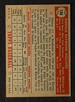 1952 Topps #128 Don Bollweg New York Yankees - Back