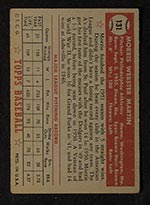 1952 Topps #131 Morrie Martin Philadelphia Athletics - Gray Back