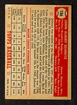 1952 Topps #136 Johnny Schmitz Brooklyn Dodgers - Cream Back
