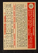 1952 Topps #141 Clint Hartung New York Giants - Cream Back