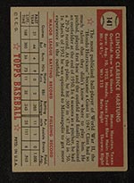 1952 Topps #141 Clint Hartung New York Giants - Gray Back