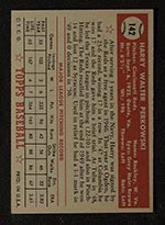 1952 Topps #142 Harry Perkowski Cincinnati Reds - Gray Back