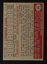 1952 Topps #151 Wally Post Cincinnati Reds - Gray Back