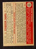 1952 Topps #155 Frank Overmire New York Yankees - Cream Back
