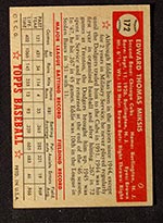 1952 Topps #172 Eddie Miksis Chicago Cubs - Cream Back